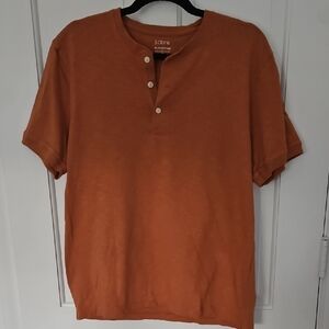 J. Crew Men's Short Sleeve Henley in Burnt Orange
